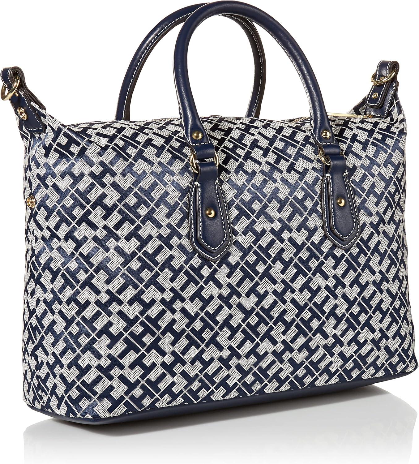 imageTommy Hilfiger Womens Jaden Satchel Crossbody BagHilfiger NavyWhite