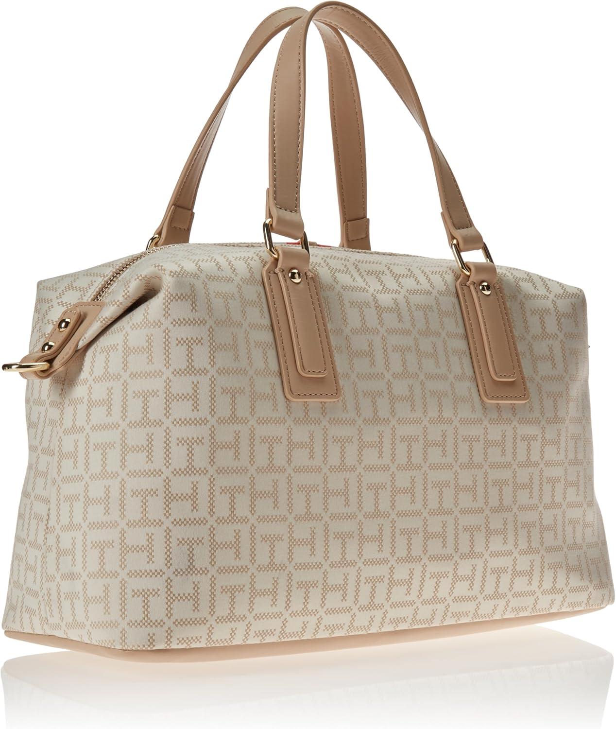 imageTommy Hilfiger Womens Jaden Satchel Crossbody BagIvoryClayed Pebble