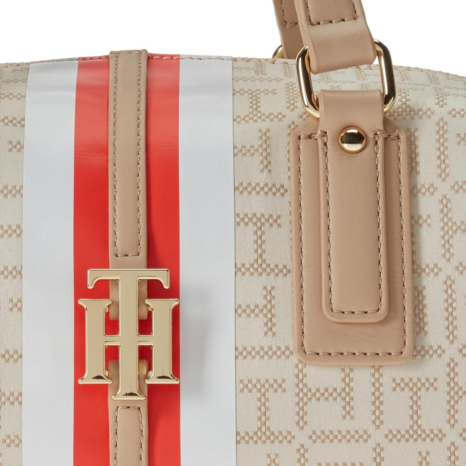 imageTommy Hilfiger Womens Jaden Satchel Crossbody BagIvoryClayed Pebble