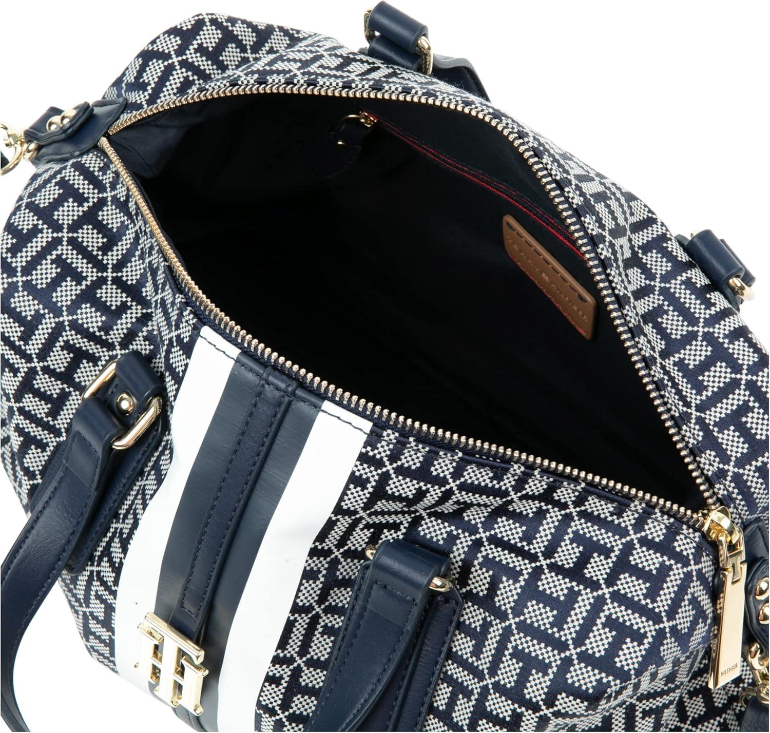 imageTommy Hilfiger Womens Jaden Satchel Crossbody BagLight StoneNavy