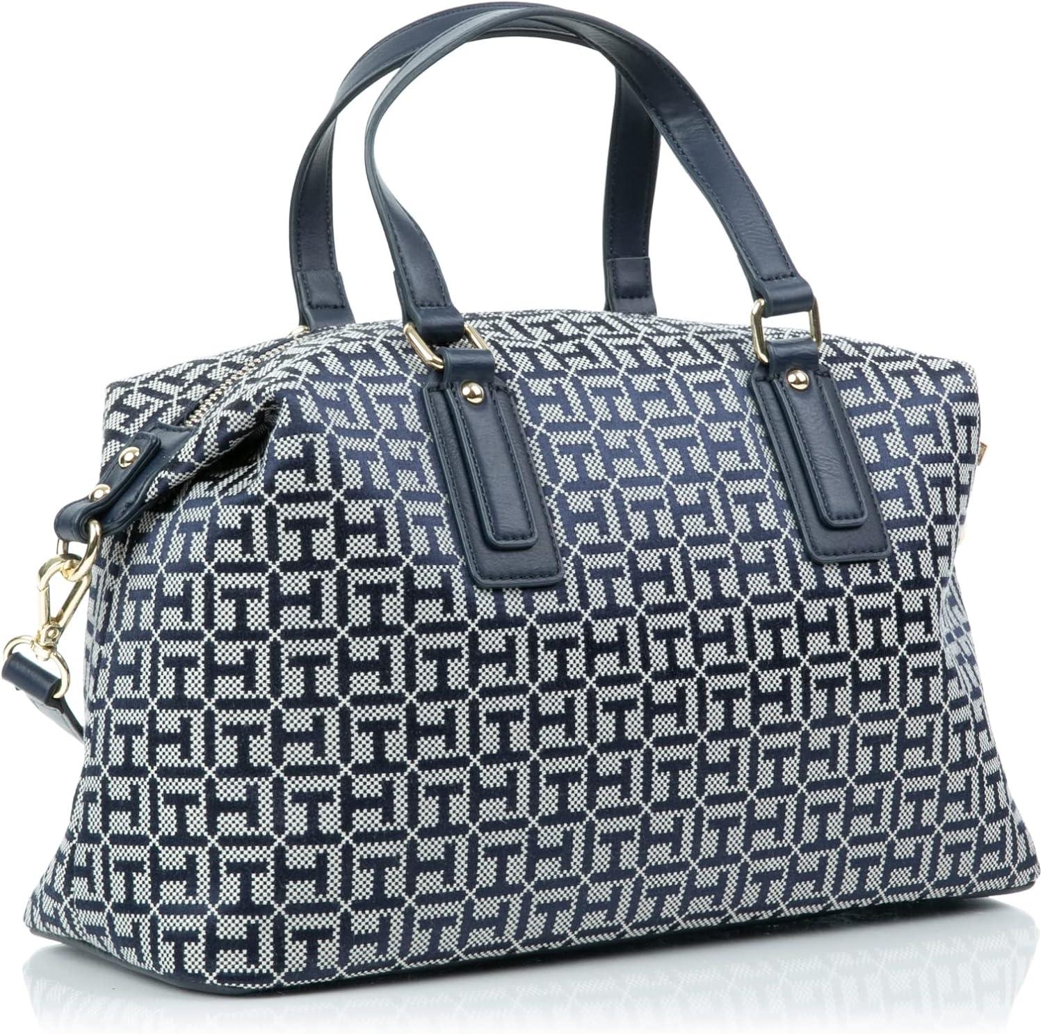 imageTommy Hilfiger Womens Jaden Satchel Crossbody BagLight StoneNavy