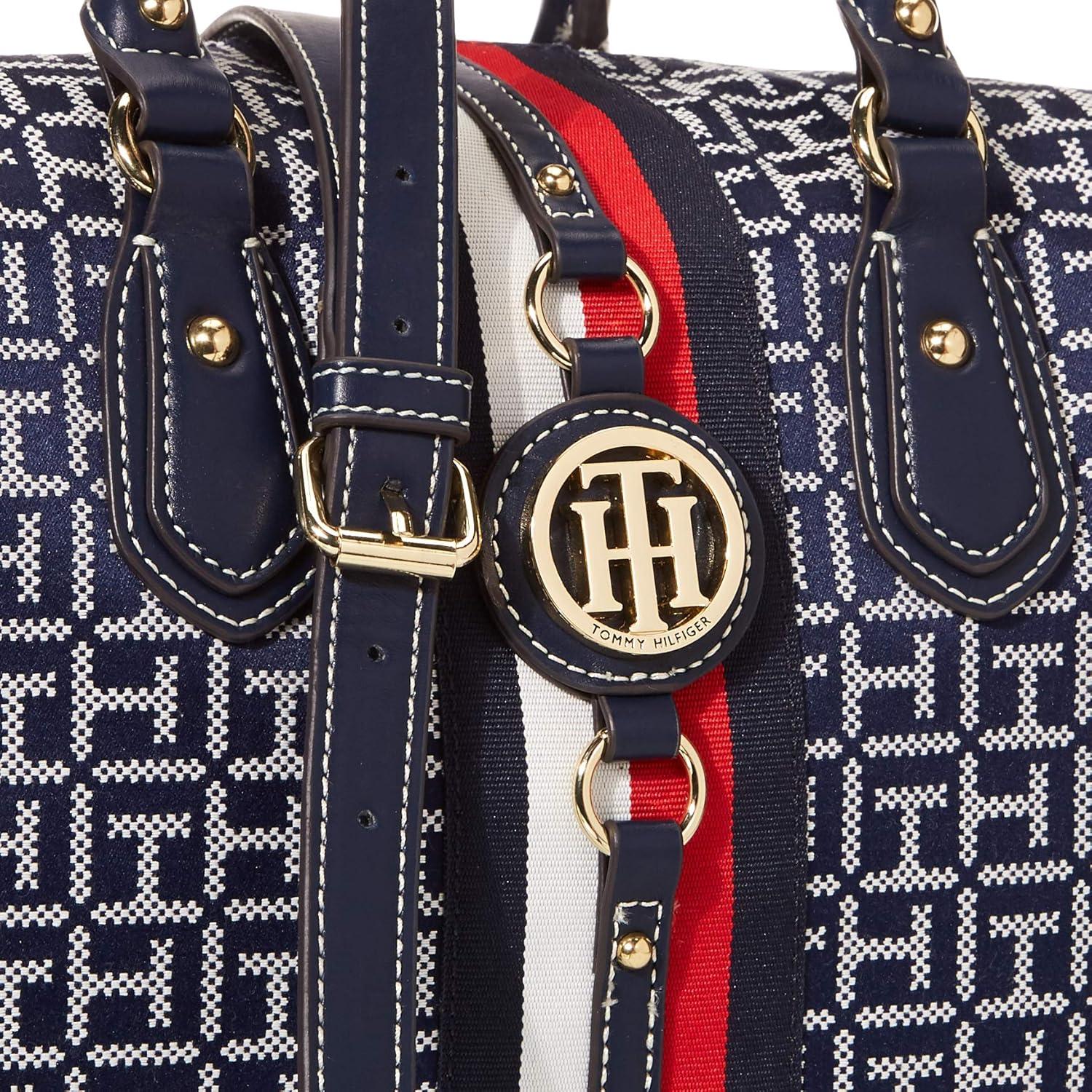 imageTommy Hilfiger Womens Jaden Satchel Crossbody BagNavyWhite