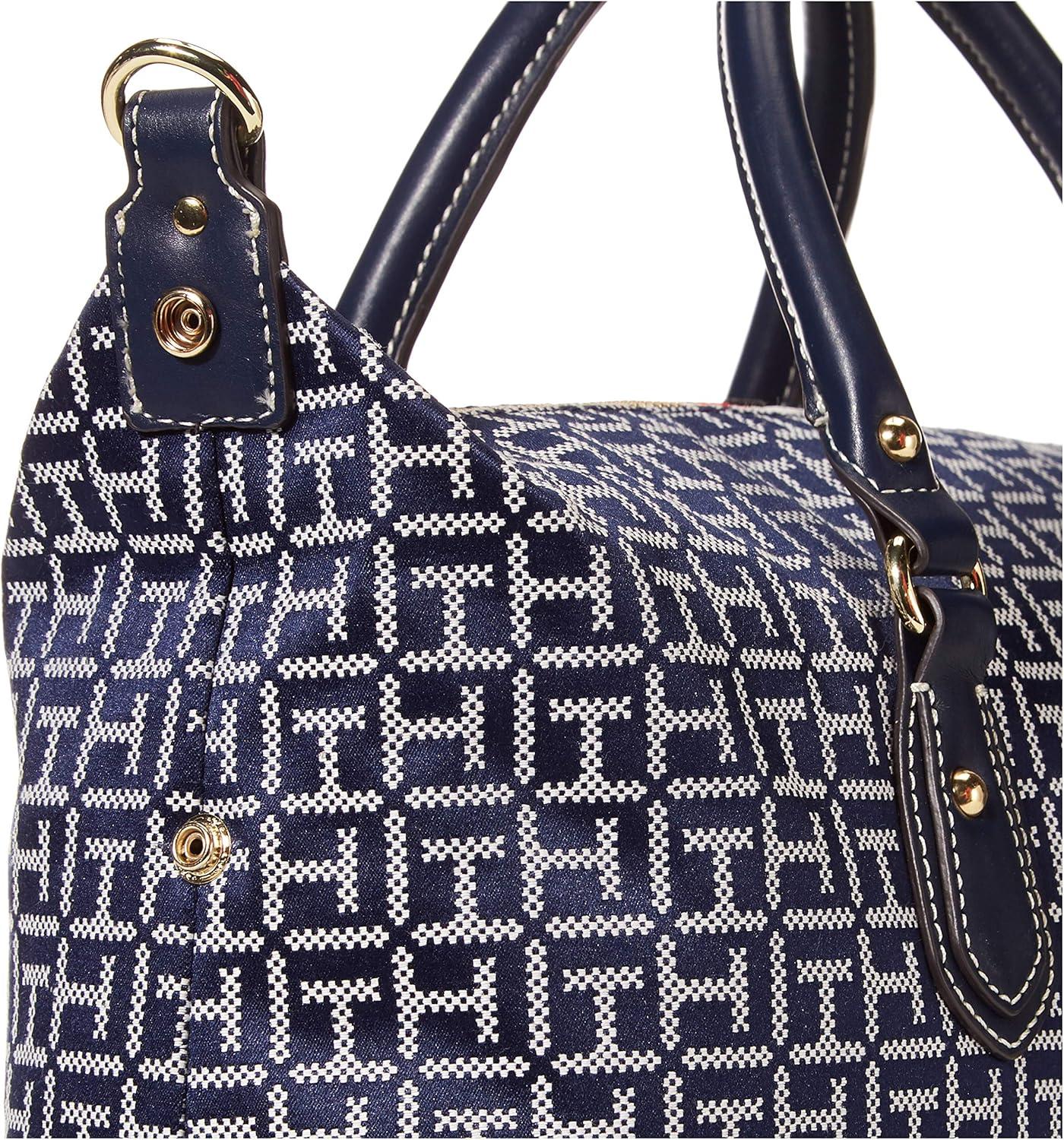imageTommy Hilfiger Womens Jaden Satchel Crossbody BagNavyWhite