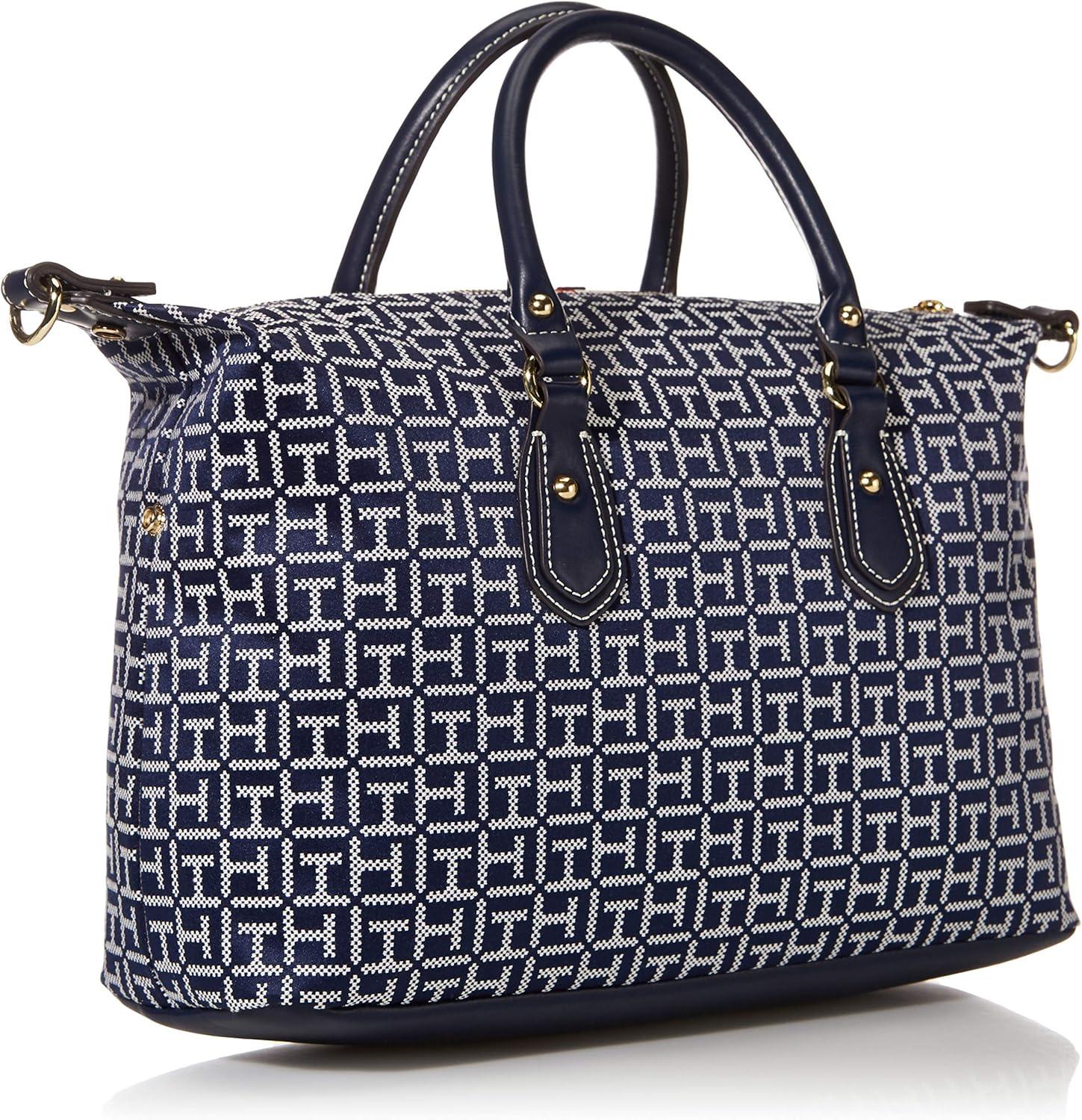 imageTommy Hilfiger Womens Jaden Satchel Crossbody BagNavyWhite