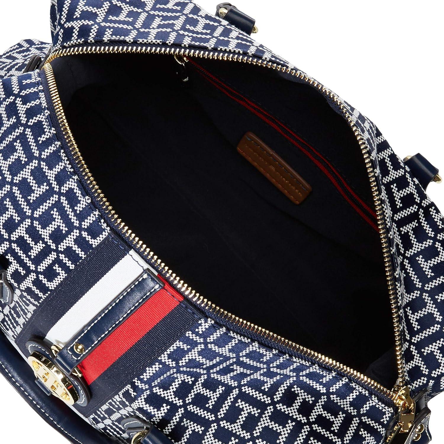 imageTommy Hilfiger Womens Jaden Satchel Crossbody BagNavyWhite