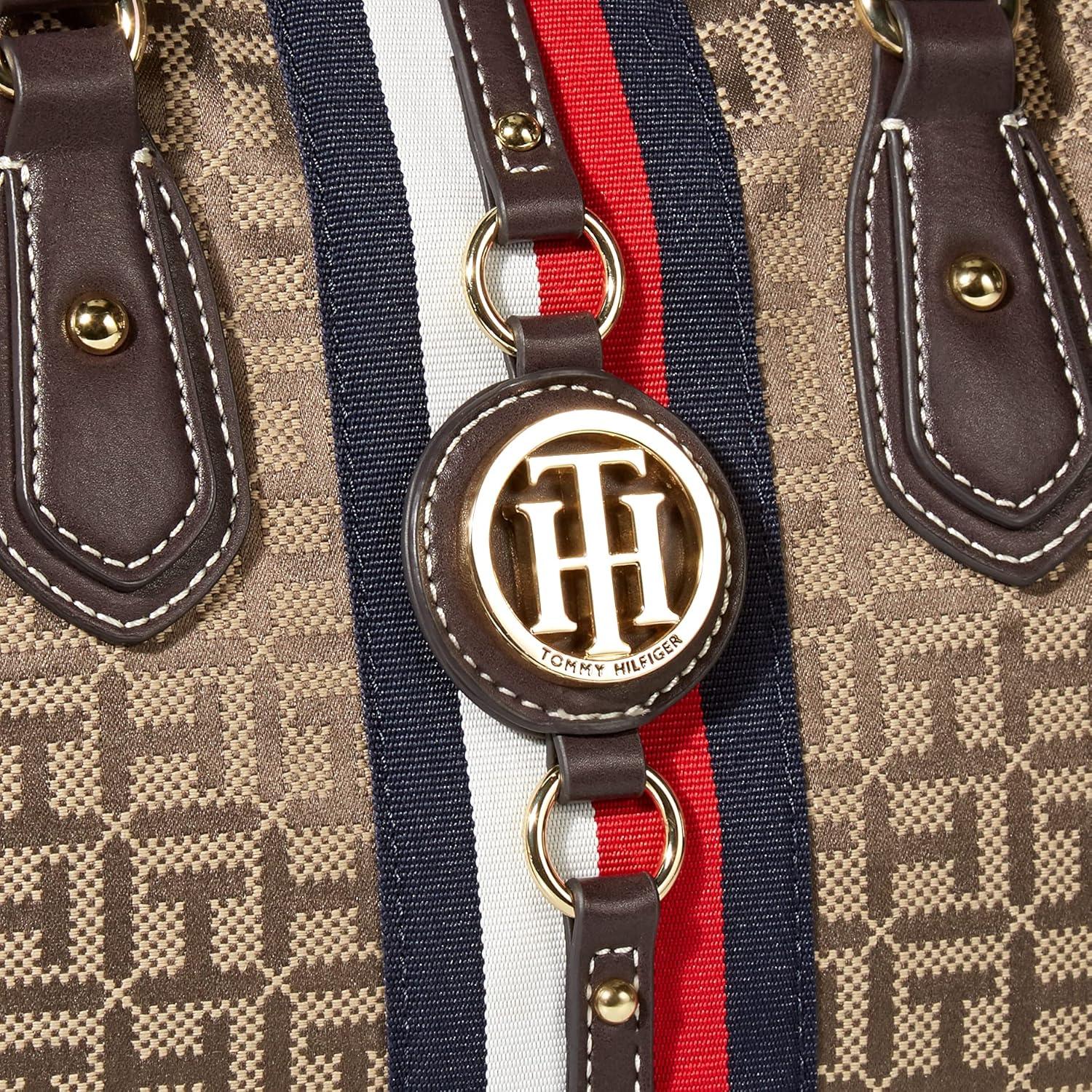 imageTommy Hilfiger Womens Jaden Satchel Crossbody BagTanDark ChocolateChocolate