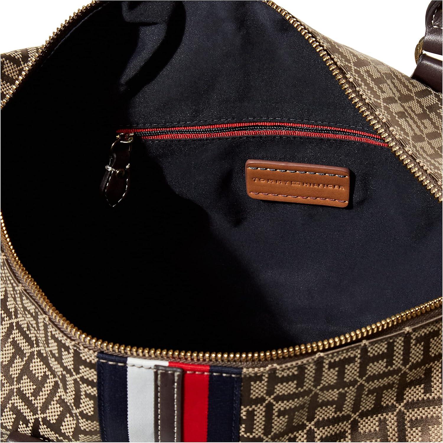imageTommy Hilfiger Womens Jaden Satchel Crossbody BagTanDark ChocolateChocolate