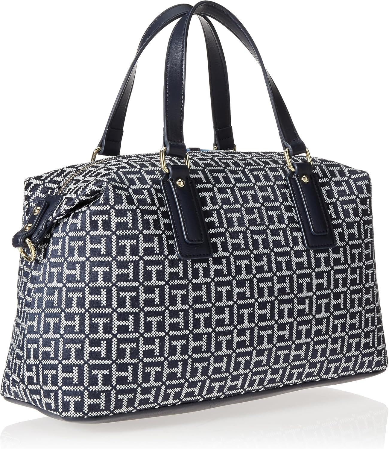 imageTommy Hilfiger Womens Jaden Satchel Crossbody BagWhiteNavy