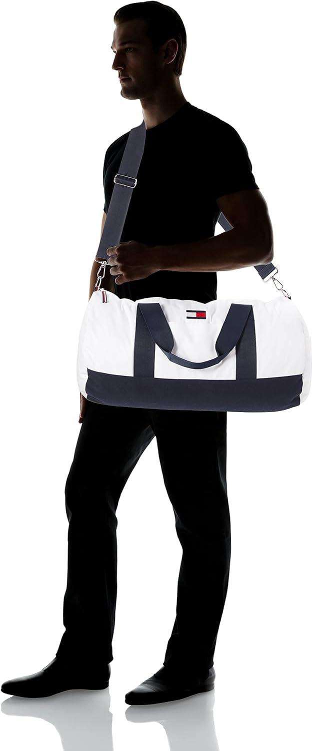 imageTommy Hilfiger mens Ardin Duffle Bag Th Deep Black One Size USBright White