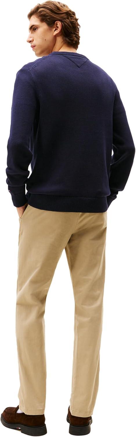 imageTommy Hilfiger mens Cotton Crest Crewneck Sweater Lightweight PulloverDesert SkyRegatta Red