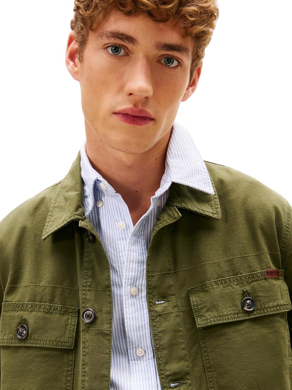 imageTommy Hilfiger mens Cotton Utility Shirt Jacket With Two Pocket and Button DetailsArctic Spruce