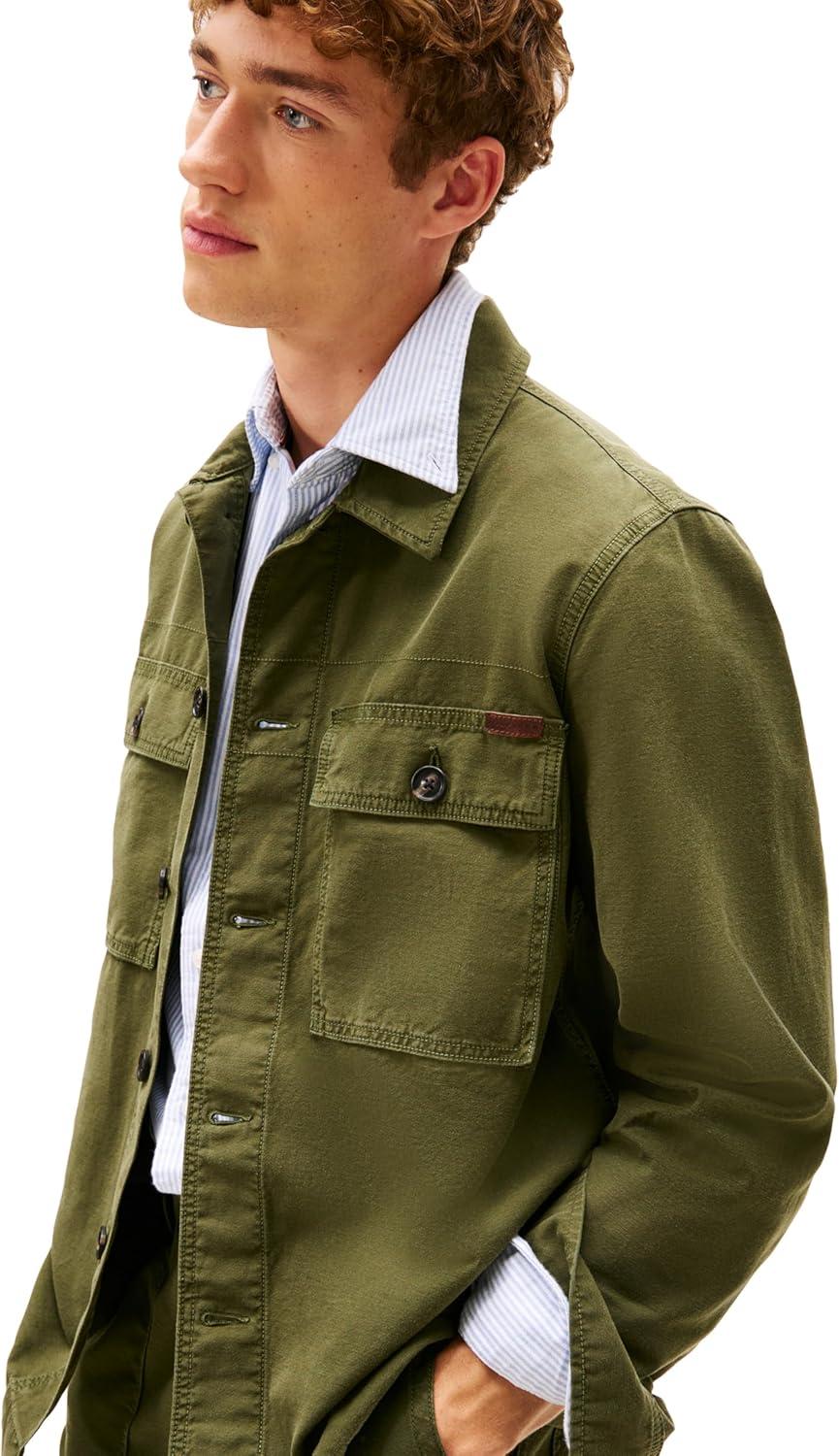 imageTommy Hilfiger mens Cotton Utility Shirt Jacket With Two Pocket and Button DetailsArctic Spruce