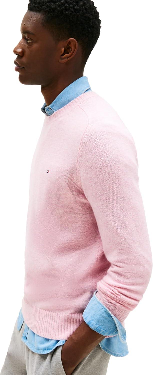 imageTommy Hilfiger mens Lambswool Crewneck Sweater PulloverClassic Pink Heather