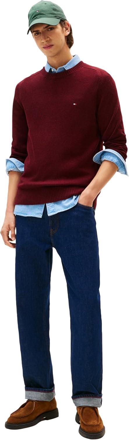 imageTommy Hilfiger mens Lambswool Crewneck Sweater PulloverDeep Burgundy Heather