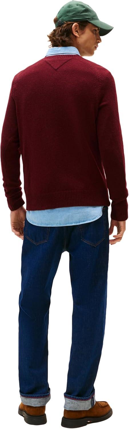 imageTommy Hilfiger mens Lambswool Crewneck Sweater PulloverDeep Burgundy Heather