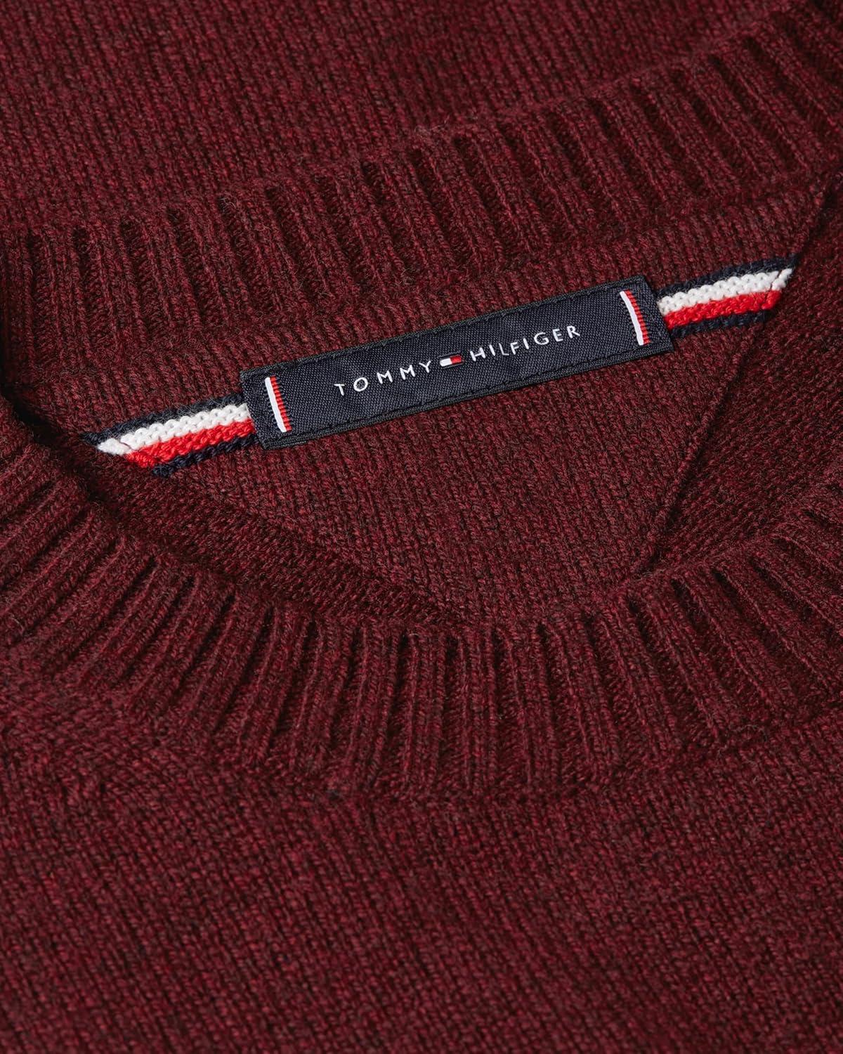 imageTommy Hilfiger mens Lambswool Crewneck Sweater PulloverDeep Burgundy Heather