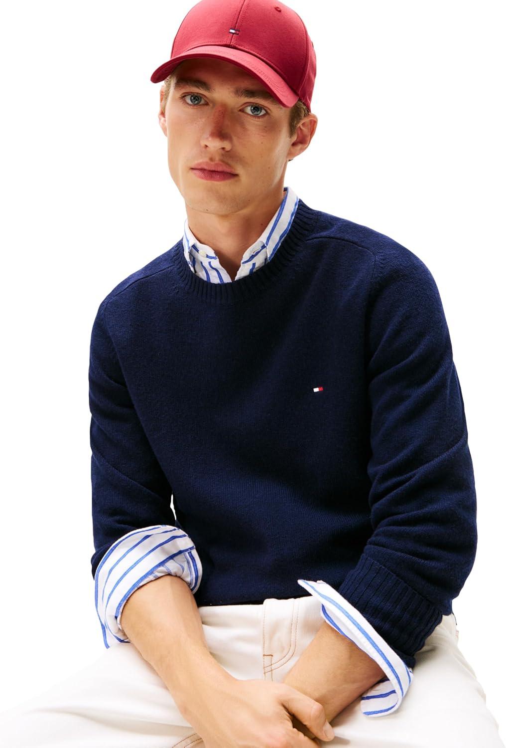 imageTommy Hilfiger mens Lambswool Crewneck Sweater PulloverDesert Sky