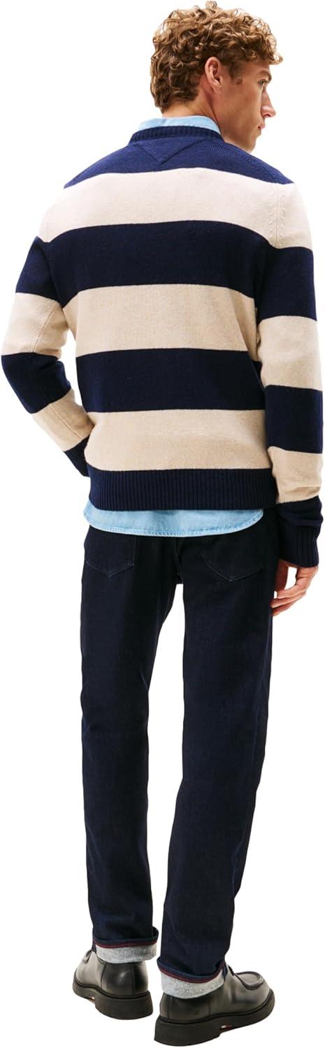 imageTommy Hilfiger mens Lambswool Crewneck Sweater PulloverDesert SkyNewsprint Heather