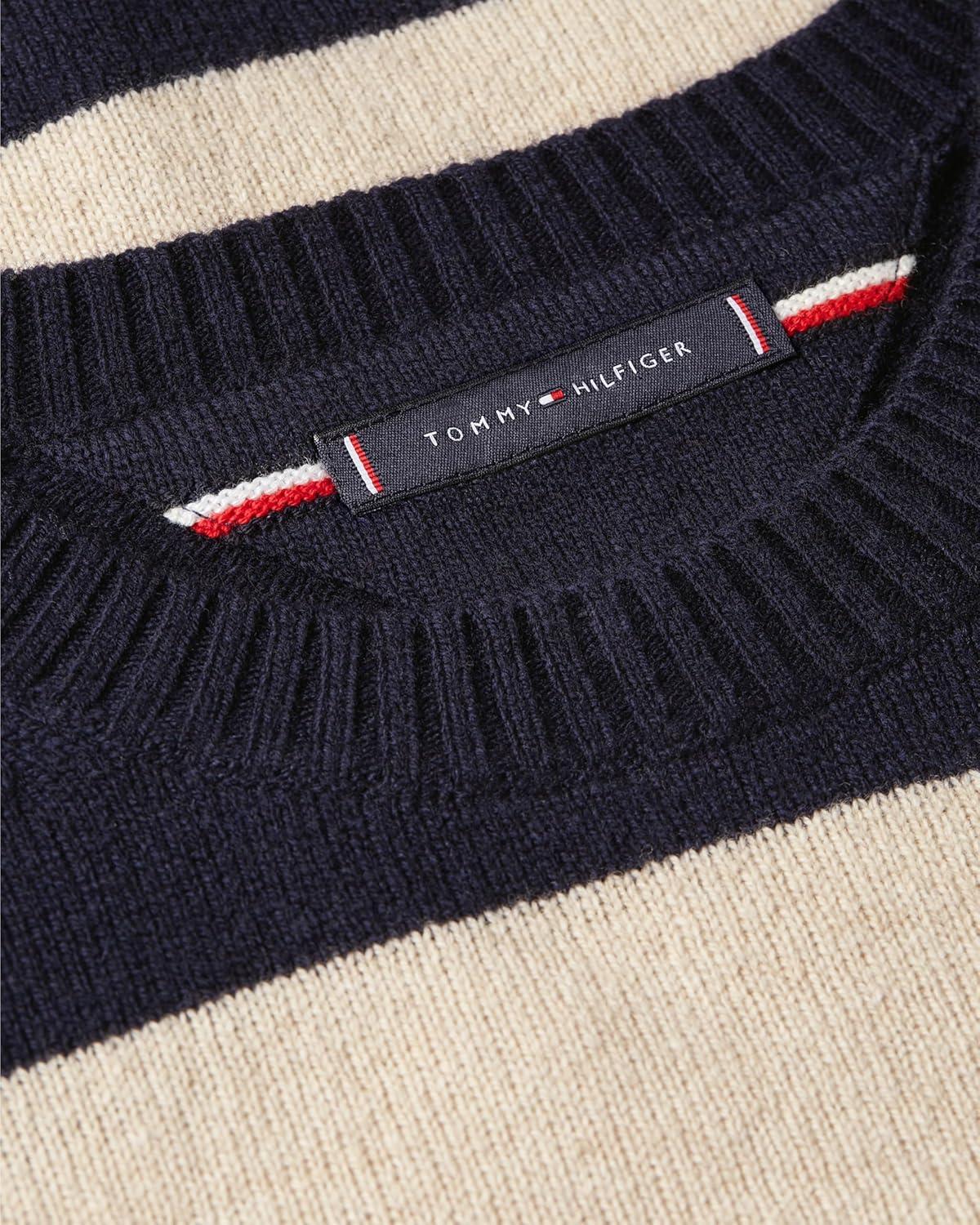 imageTommy Hilfiger mens Lambswool Crewneck Sweater PulloverDesert SkyNewsprint Heather