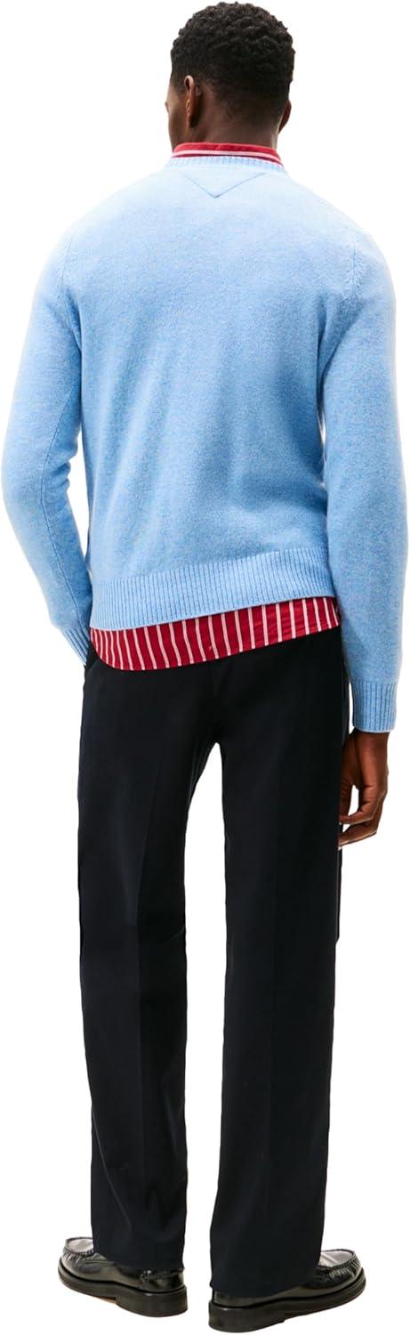 imageTommy Hilfiger mens Lambswool Crewneck Sweater PulloverLight Blue Heather