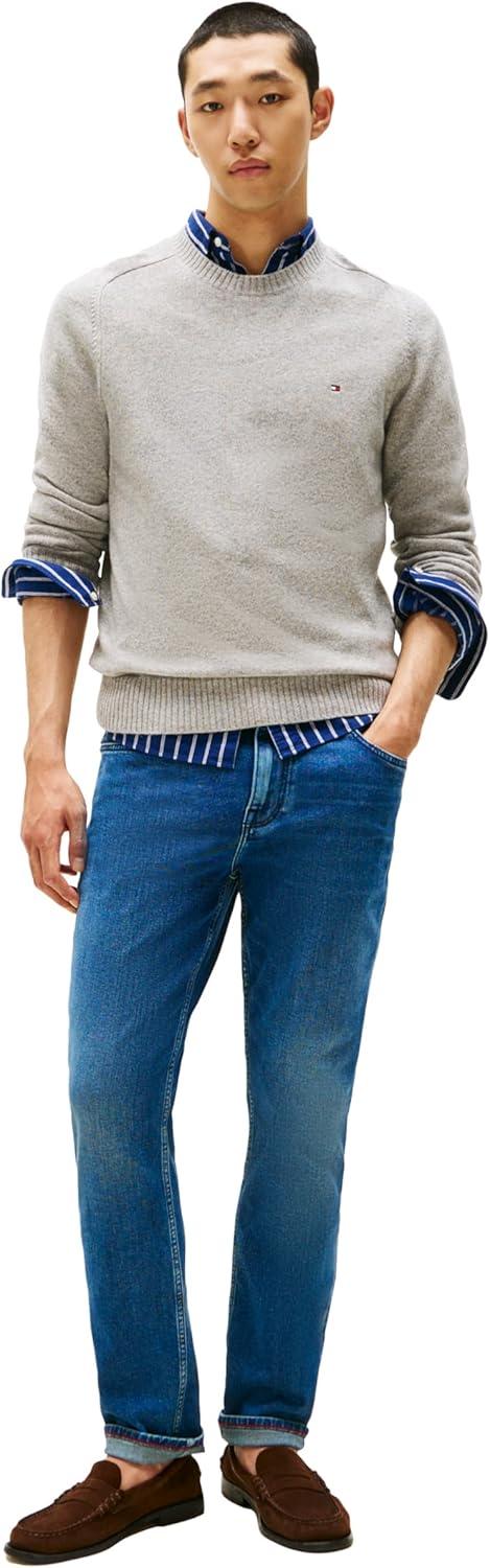 imageTommy Hilfiger mens Lambswool Crewneck Sweater PulloverLight Grey Heather