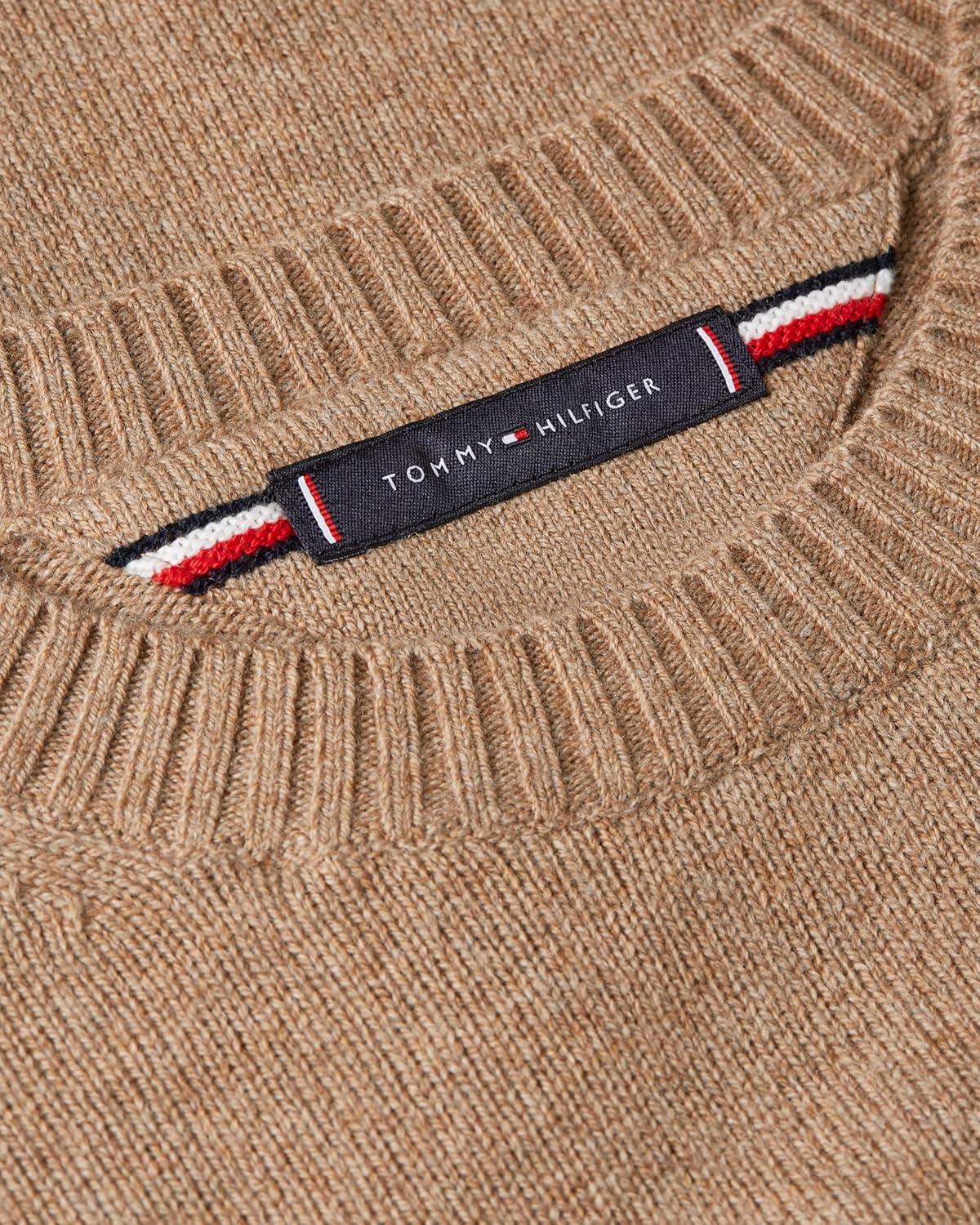 imageTommy Hilfiger mens Lambswool Crewneck Sweater PulloverSafari Canvas Heather