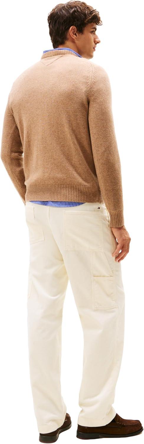 imageTommy Hilfiger mens Lambswool Crewneck Sweater PulloverSafari Canvas Heather