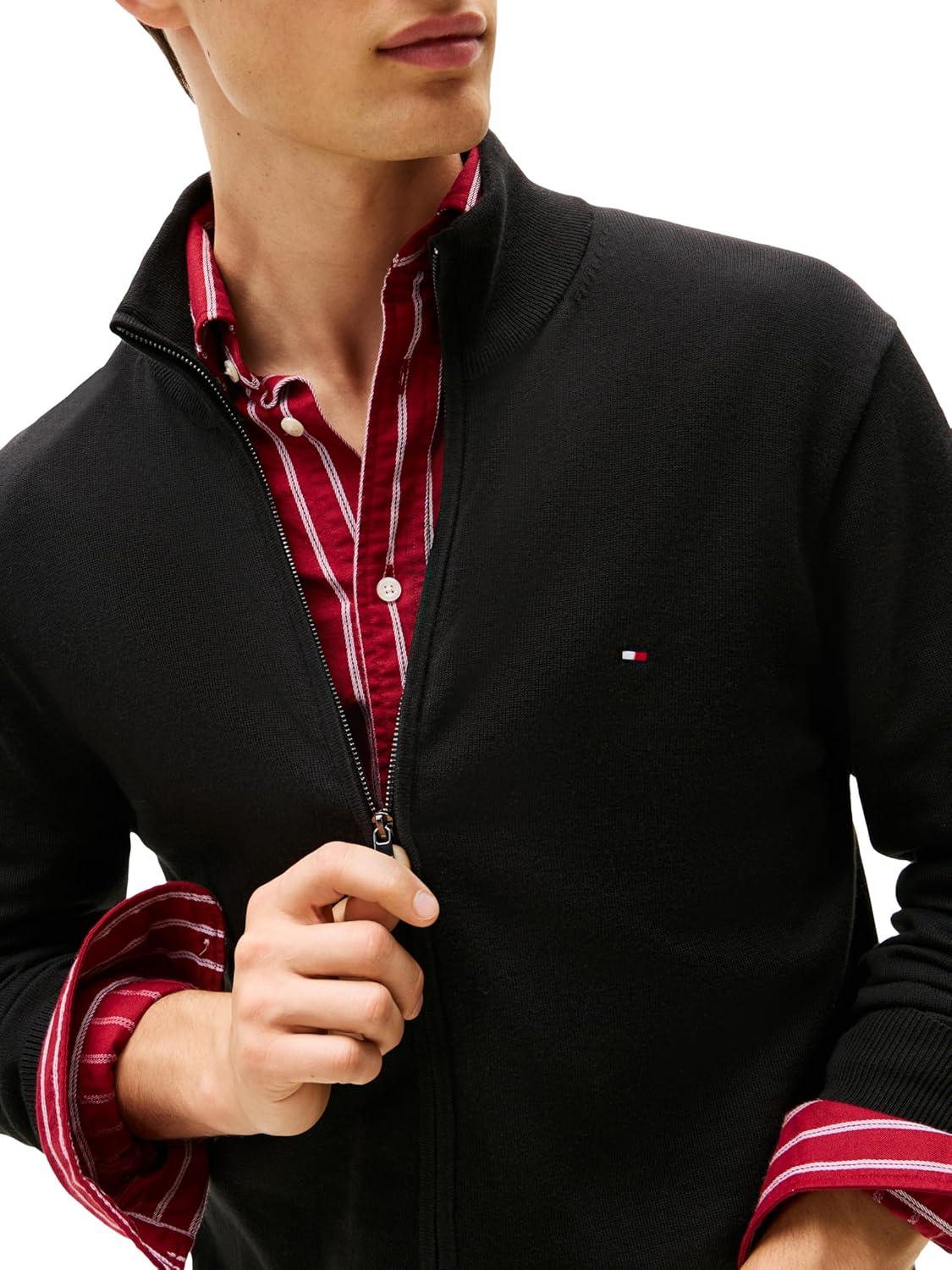 imageTommy Hilfiger mens Lightweight Full Zip Up SweaterBlack