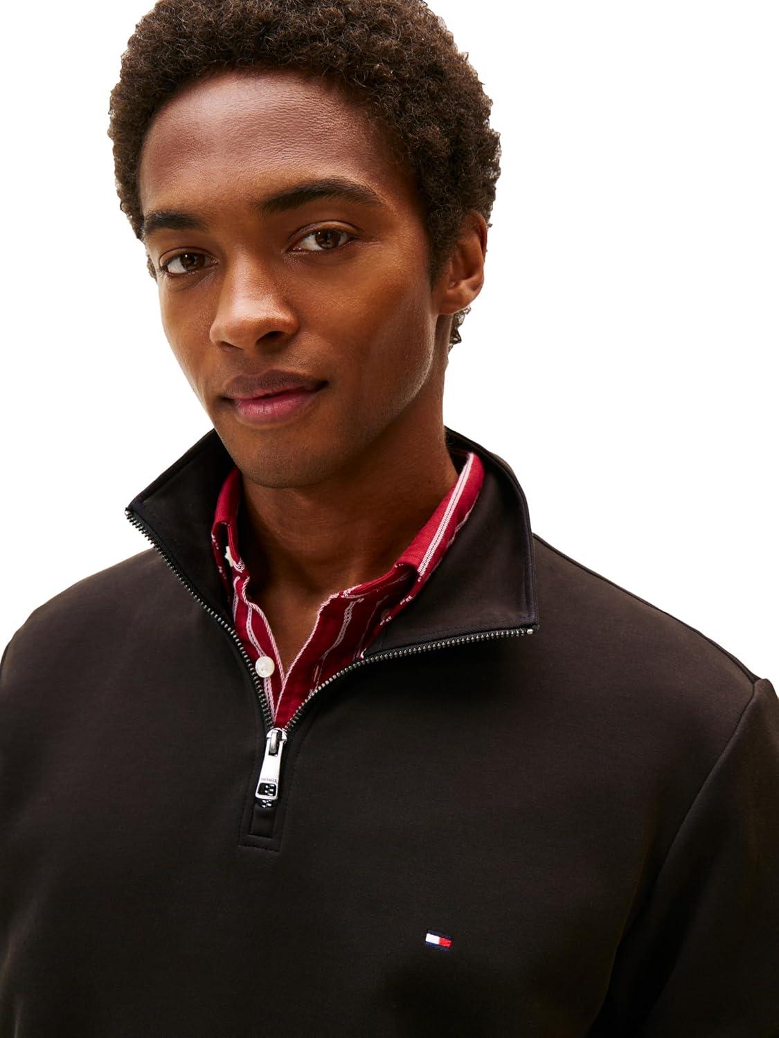 imageTommy Hilfiger mens Medium Weight 14 Zip SweatshirtBlack