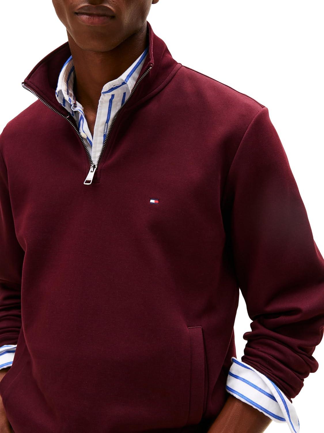 imageTommy Hilfiger mens Medium Weight 14 Zip SweatshirtDeep Burgundy