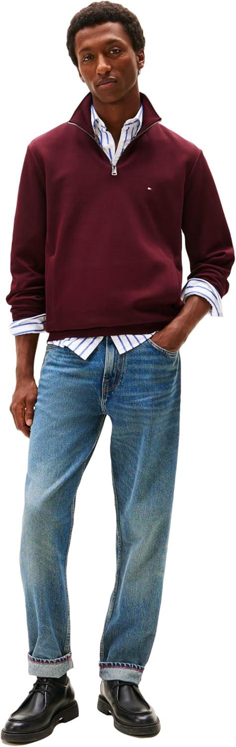 imageTommy Hilfiger mens Medium Weight 14 Zip SweatshirtDeep Burgundy