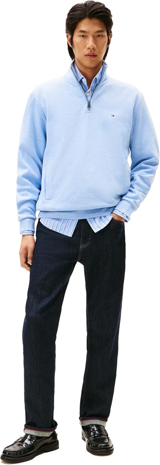 imageTommy Hilfiger mens Medium Weight 14 Zip SweatshirtVessel Blue Heather