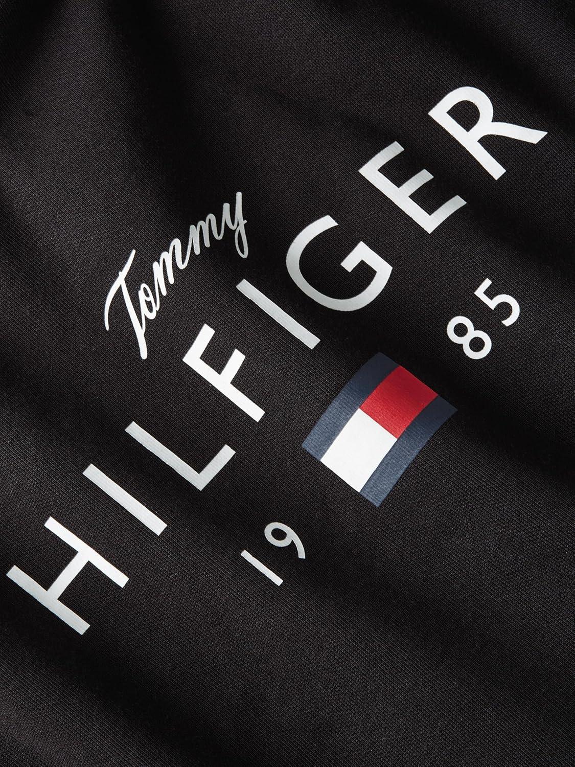 imageTommy Hilfiger mens Medium Weight Cotton Hoodie Sweatshirt With Printed Logo and DrawstringBlack