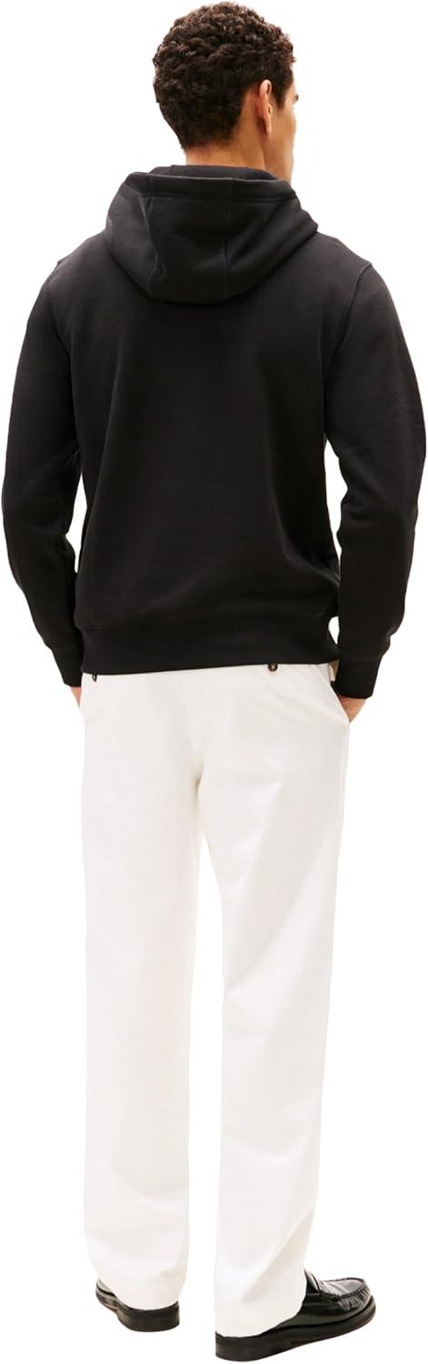 imageTommy Hilfiger mens Medium Weight Cotton Hoodie Sweatshirt With Printed Logo and DrawstringBlack