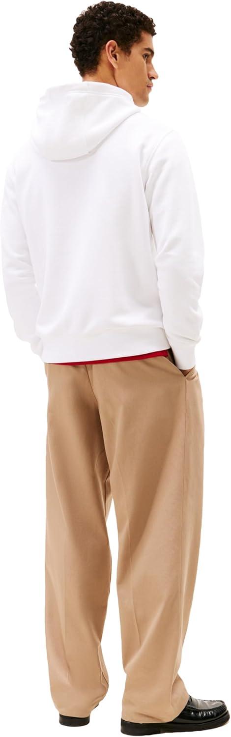 imageTommy Hilfiger mens Medium Weight Cotton Hoodie Sweatshirt With Printed Logo and DrawstringWhite