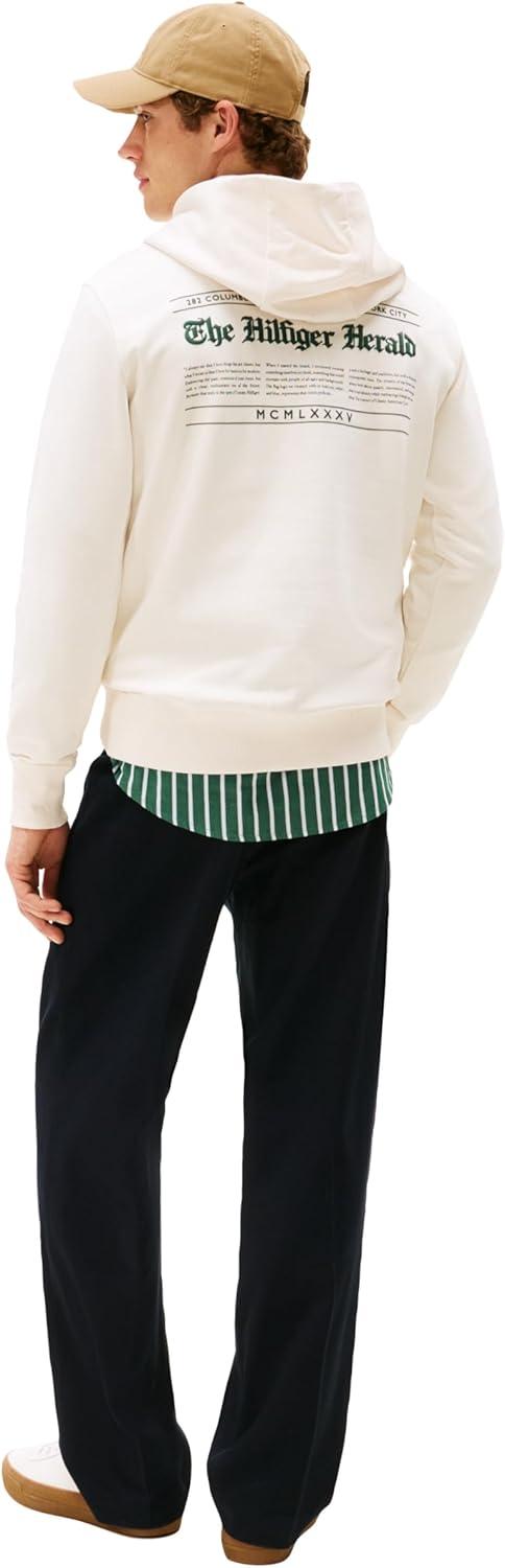 imageTommy Hilfiger mens Medium Weight Cotton Hoodie With Signature Graphic Herald LogoIvory Petal