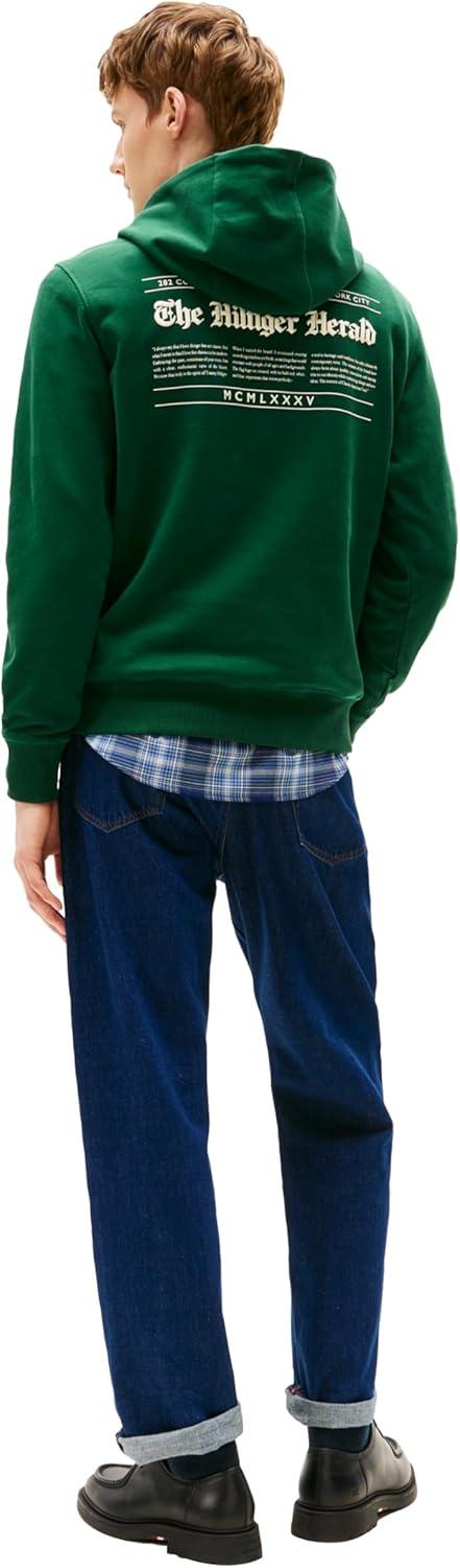 imageTommy Hilfiger mens Medium Weight Cotton Hoodie With Signature Graphic Herald LogoOrnamental Green