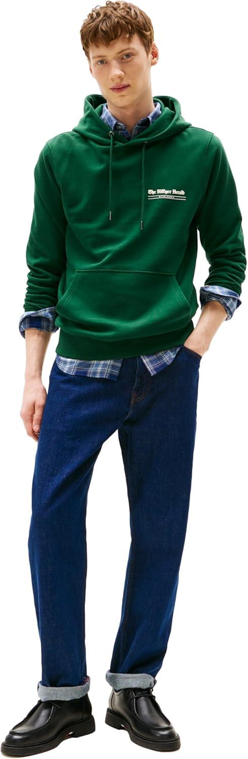 imageTommy Hilfiger mens Medium Weight Cotton Hoodie With Signature Graphic Herald LogoOrnamental Green