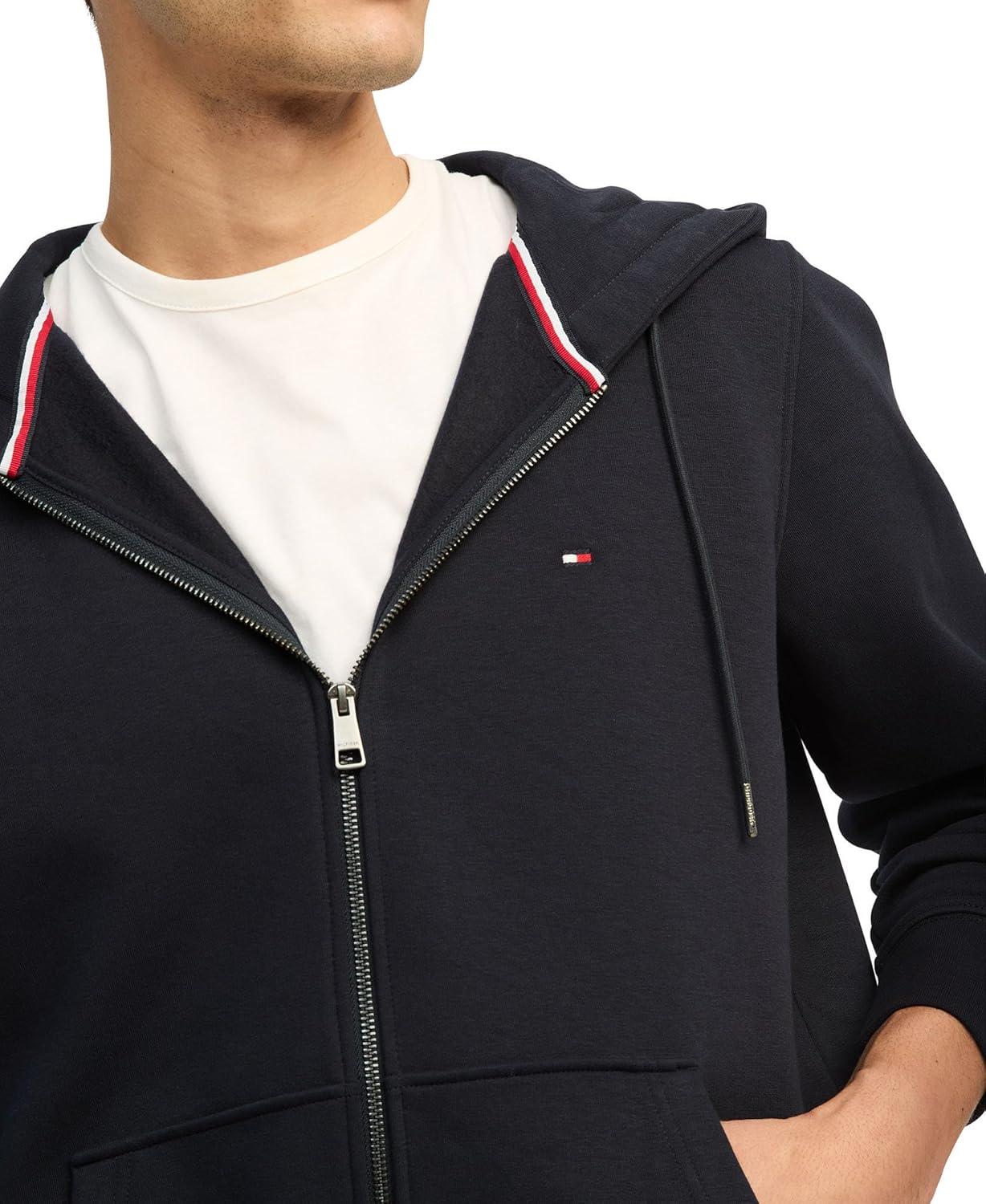 imageTommy Hilfiger mens Medium Weight Fleece Full Zip Up HoodieDesert Sky