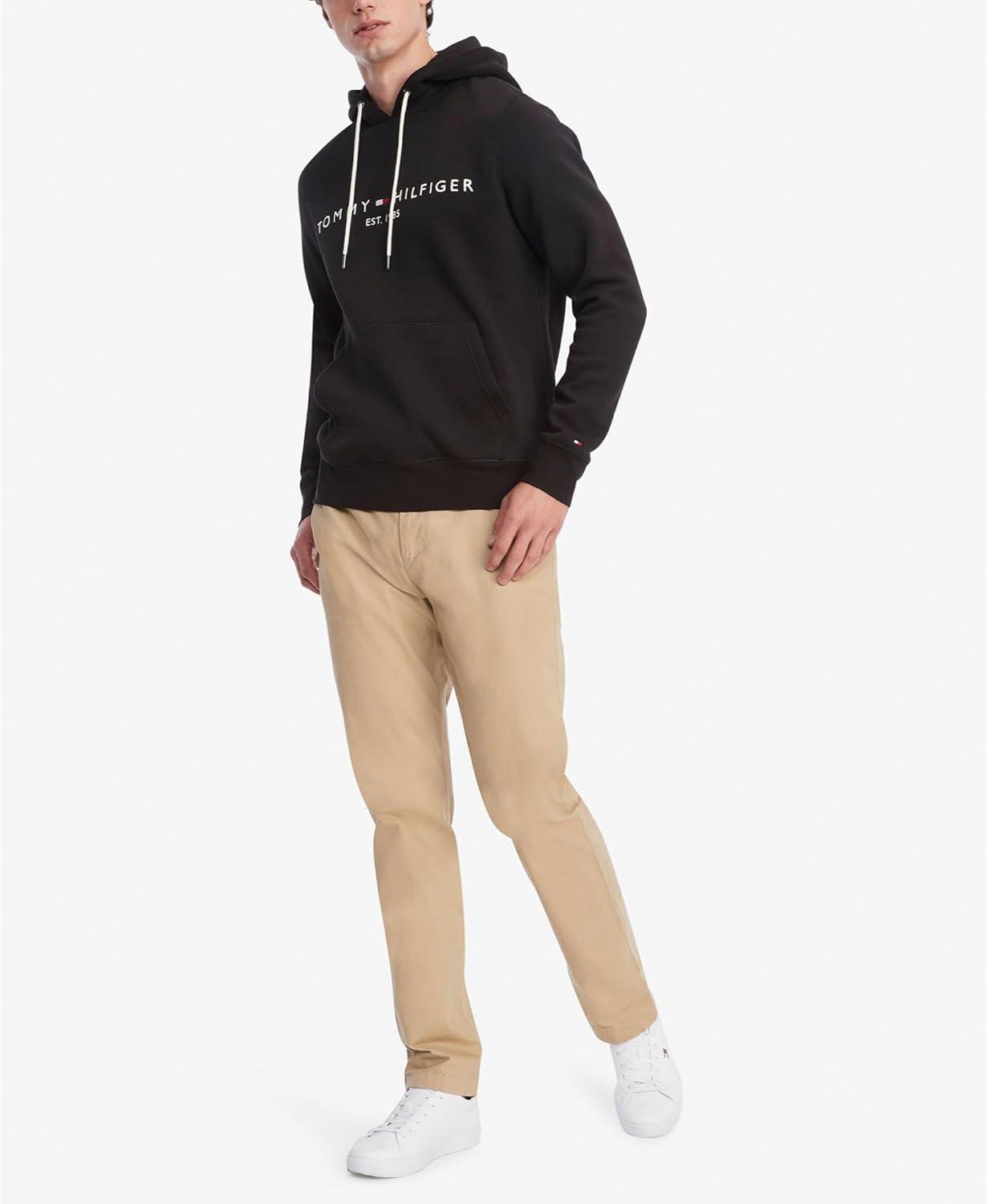 imageTommy Hilfiger mens Medium Weight Fleece Hoodie Sweatshirt With Embroidered Logo Also Available in Big ampamp TallBlack