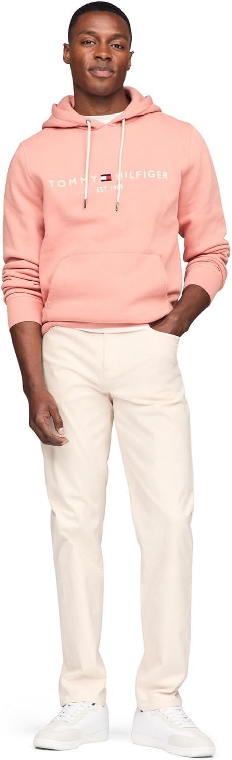 imageTommy Hilfiger mens Medium Weight Fleece Hoodie Sweatshirt With Embroidered Logo Also Available in Big ampamp TallClay Pink