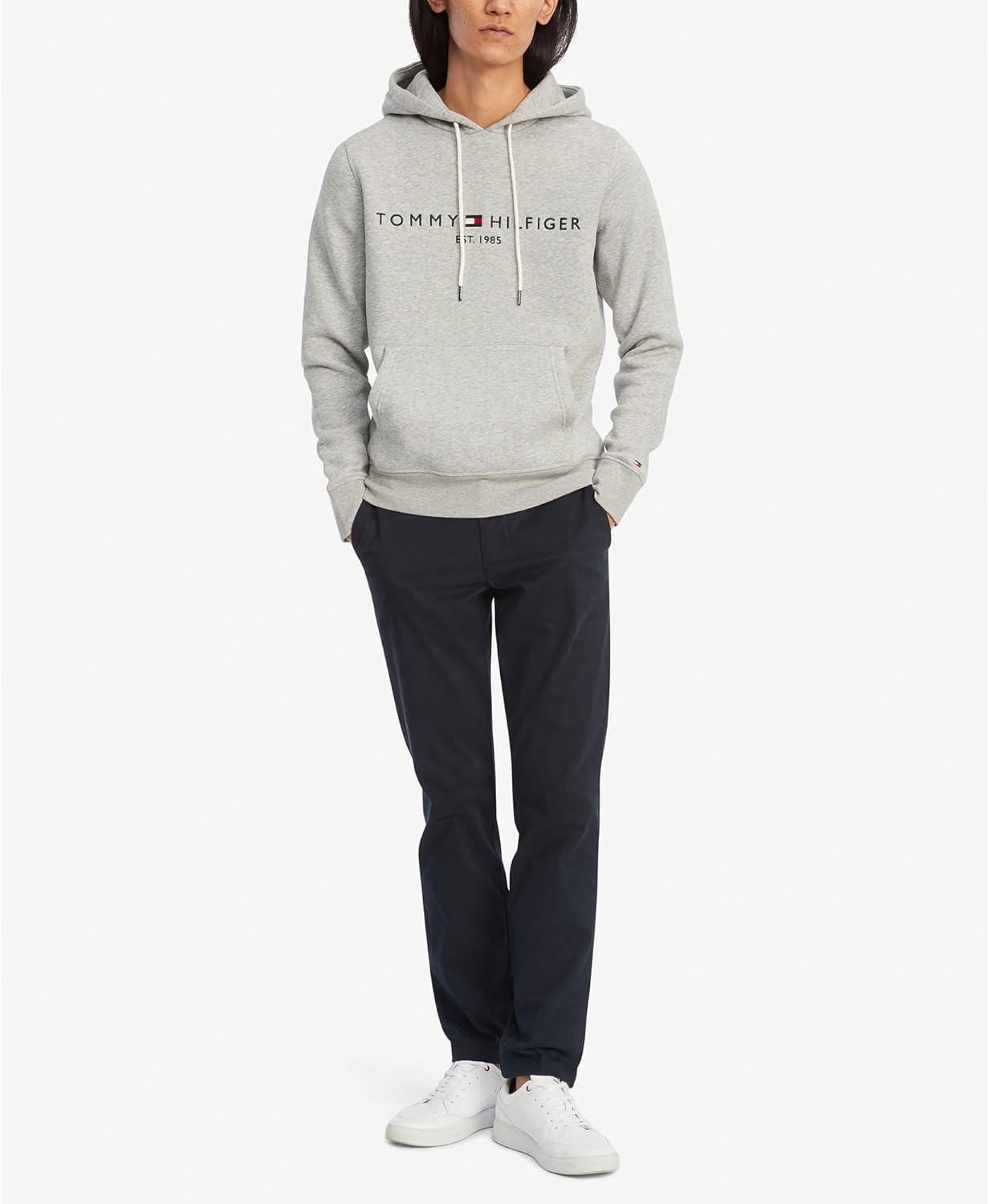 imageTommy Hilfiger mens Medium Weight Fleece Hoodie Sweatshirt With Embroidered Logo Also Available in Big ampamp TallCloud Heather