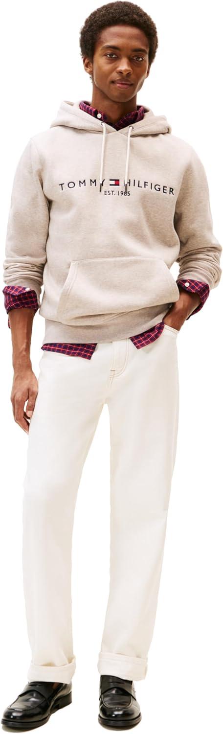 imageTommy Hilfiger mens Medium Weight Fleece Hoodie Sweatshirt With Embroidered Logo Also Available in Big ampamp TallHeathered Pebble