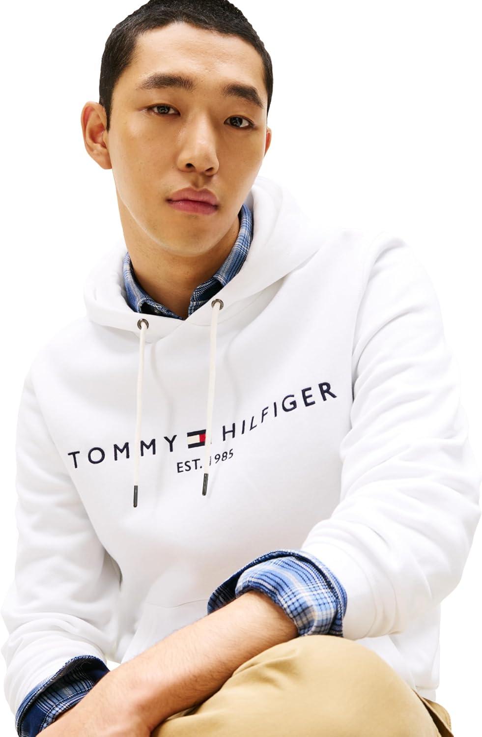imageTommy Hilfiger mens Medium Weight Fleece Hoodie Sweatshirt With Embroidered Logo Also Available in Big ampamp TallWhite