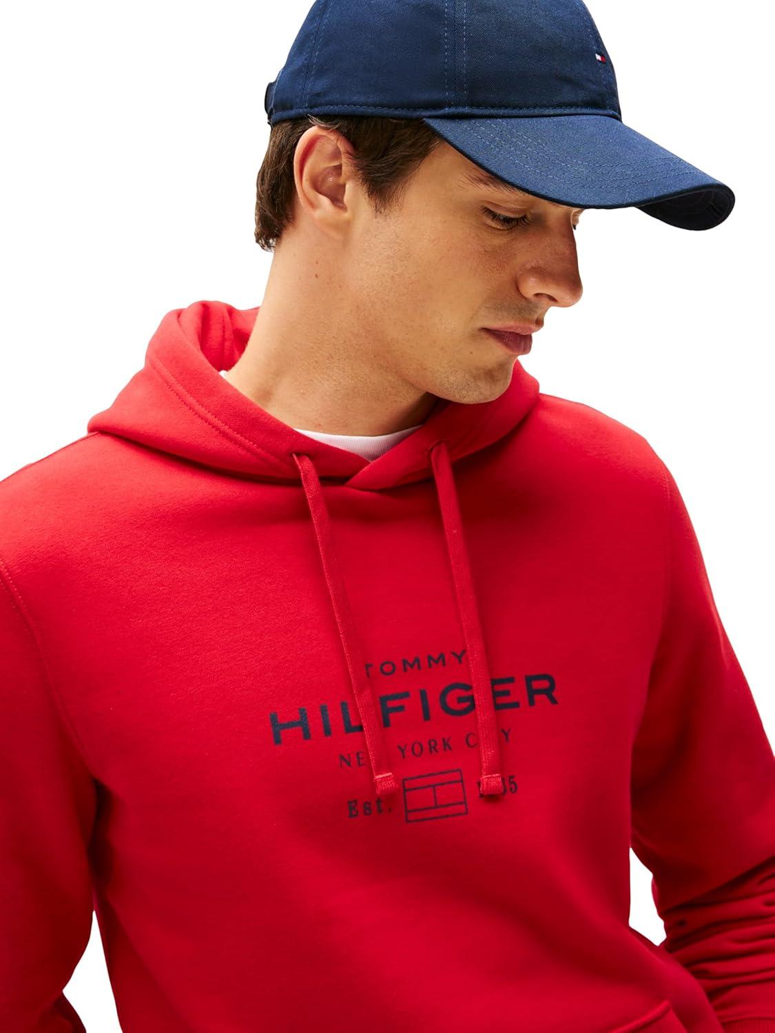 imageTommy Hilfiger mens Medium Weight Hoodie With Signature Printed Graphic LogoMedium Red