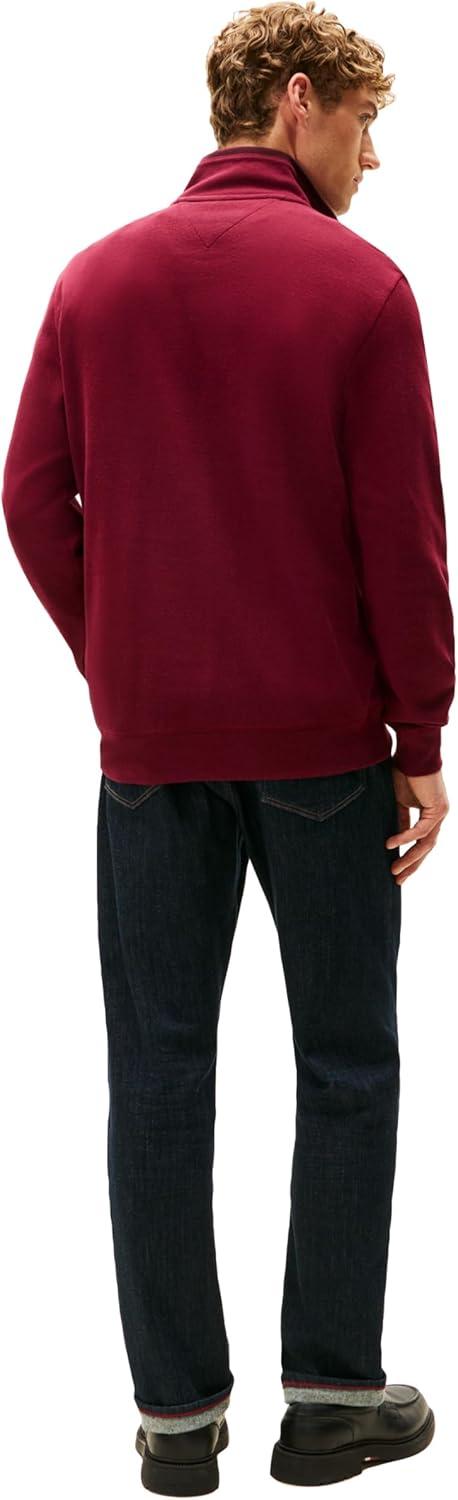 imageTommy Hilfiger mens Medium Weight Ribbed 14 Zip SweatshirtDeep Rouge