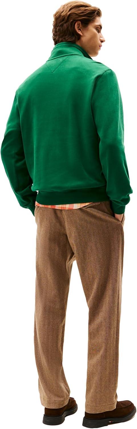 imageTommy Hilfiger mens Medium Weight Ribbed 14 Zip SweatshirtOrnamental Green