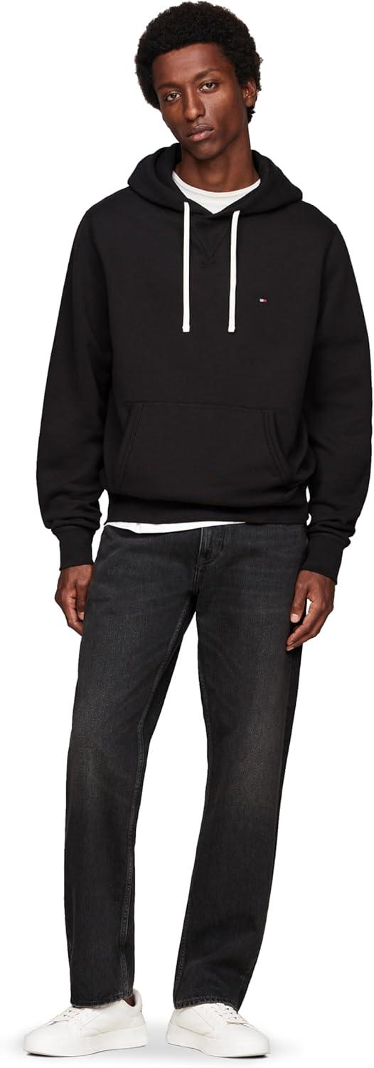imageTommy Hilfiger mens Medium Weight Solid Fleece Hoodie Sweatshirt Also Available in Big ampamp TallBlack