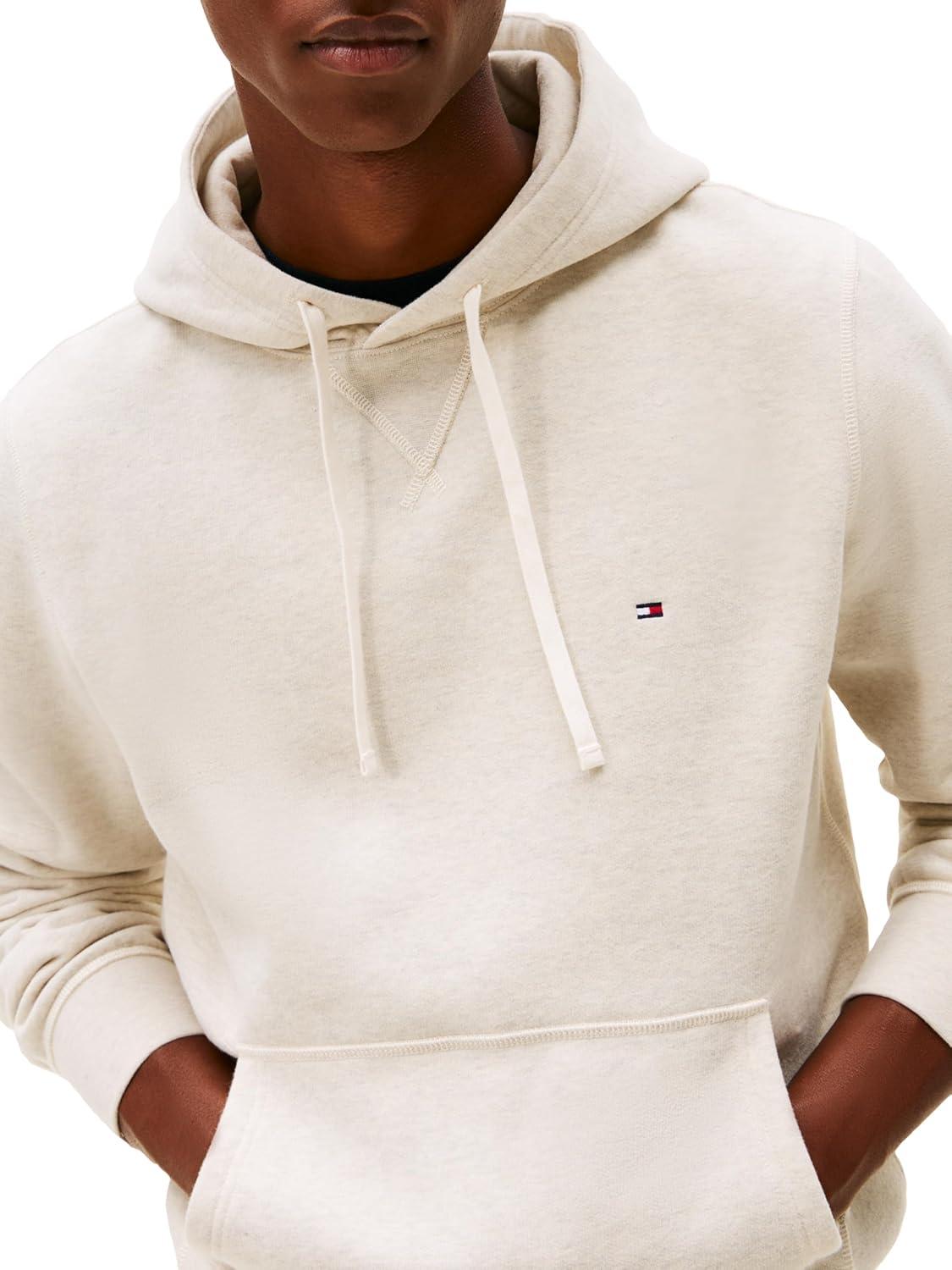 imageTommy Hilfiger mens Medium Weight Solid Fleece Hoodie Sweatshirt Also Available in Big ampamp TallHeathered Oatmilk
