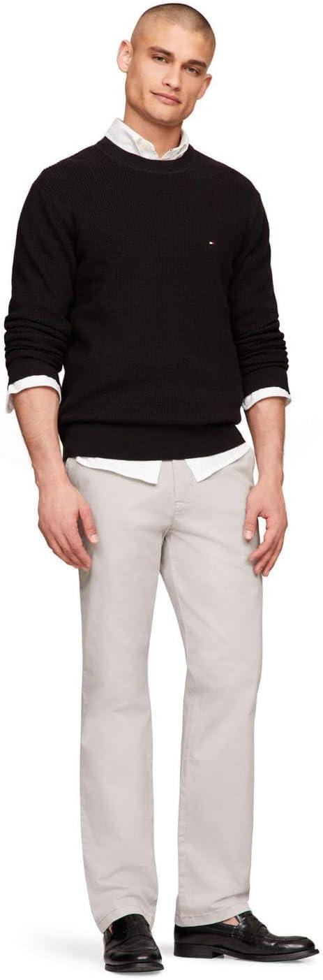 imageTommy Hilfiger mens Waffle Knit Crewneck Sweater Lightweight Pullover Also Available in Big ampamp TallBlack